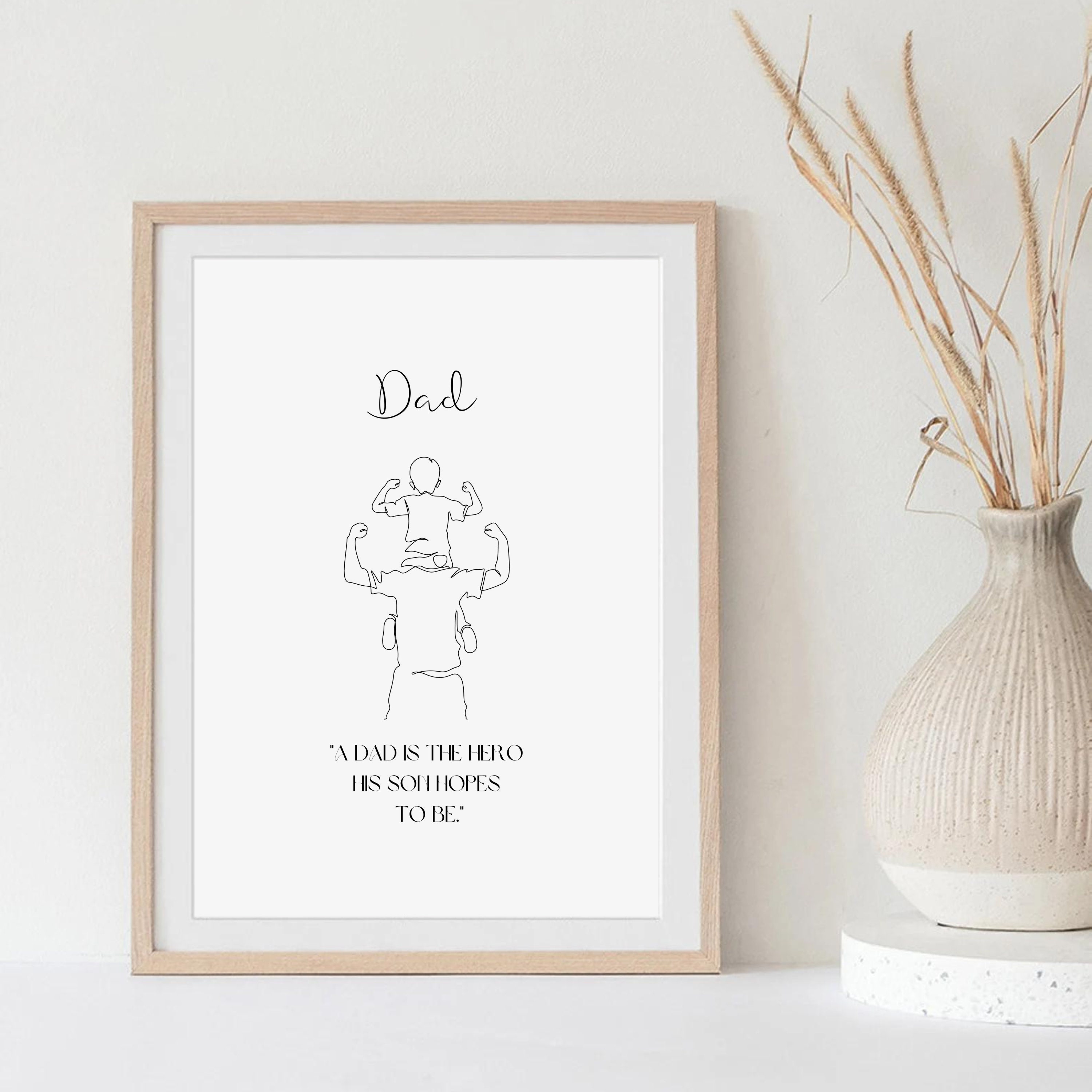 Father and Son Line Art Print My Dad is My Hero - Etsy