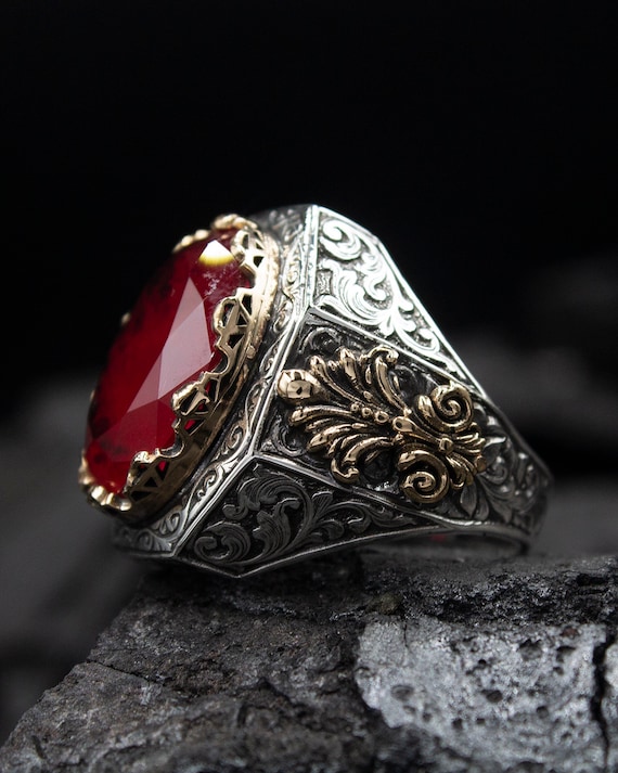 Oval Frame Ring with Red Jasper – Corazon Sterling Silver from Taxco