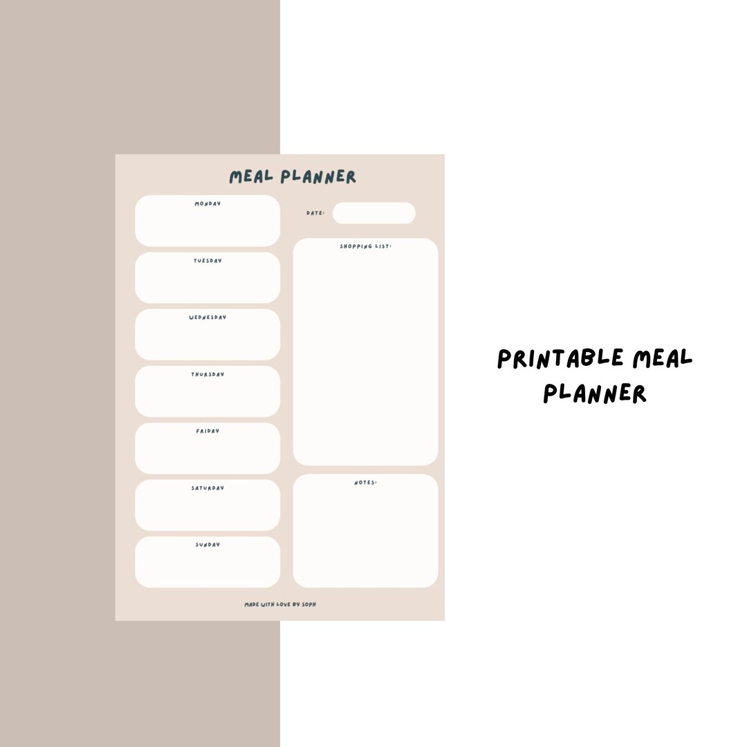 Printable Weekly Meal Planner Digital Download PDF - Etsy