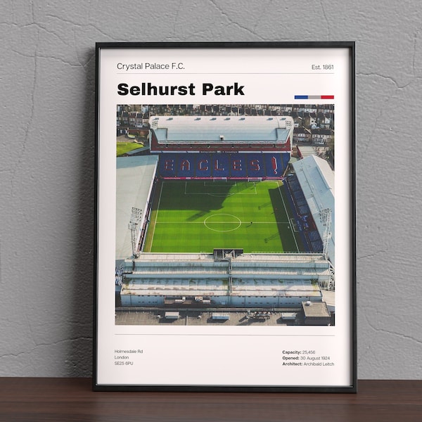 Crystal Palace FC Poster - Selhurst Park Stadium A3 A2 A1 Druck - Zaha, Andy Johnson Retro Fußball Wandkunst - Sport Kunst