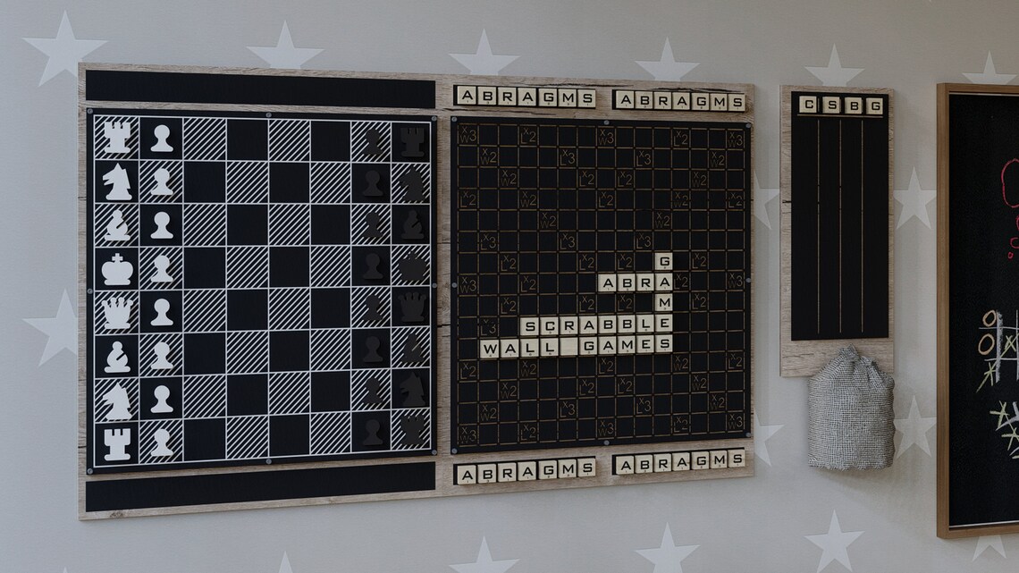 Custom Metal Wall Scrabble Board & Wall Hanging Chess Board