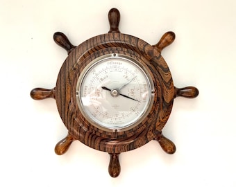 Barómetro de timón de barco vintage de Shortland Brothers, decoración náutica para pared