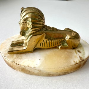 Brass and onyx Sphinx paperweight