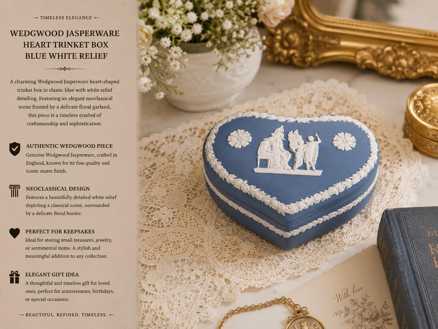 Wedgewood Blue Jasperware Heart Trinket Box - Etsy