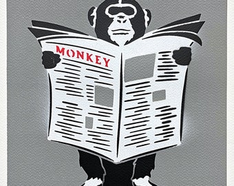 BANKSY/NOT BANKSY - "Monkey Business" - Original spray paint, certificate (coa), signed, limited edition 2/5 #banksy #notbanksy #streetart