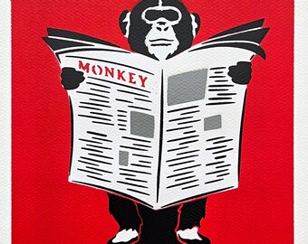 BANKSY/NOT BANKSY - "Monkey Business" - Original spray paint, certificate (coa), signed, limited edition 2/5 #banksy #notbanksy #streetart