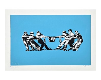 BANKSY/NOT BANKSY - Tug of War - Original Spray Paint, Certificate