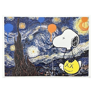 DEATH NYC - Noite de Snoopy e van Gogh - assinado, certificado (coa), numerado - edição limitada, datado, 45 x 32 cm, #deathnyc #arte #giclée