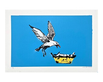 BANKSY/NOT BANKSY - Migrant Crisis - Original Spray Paint