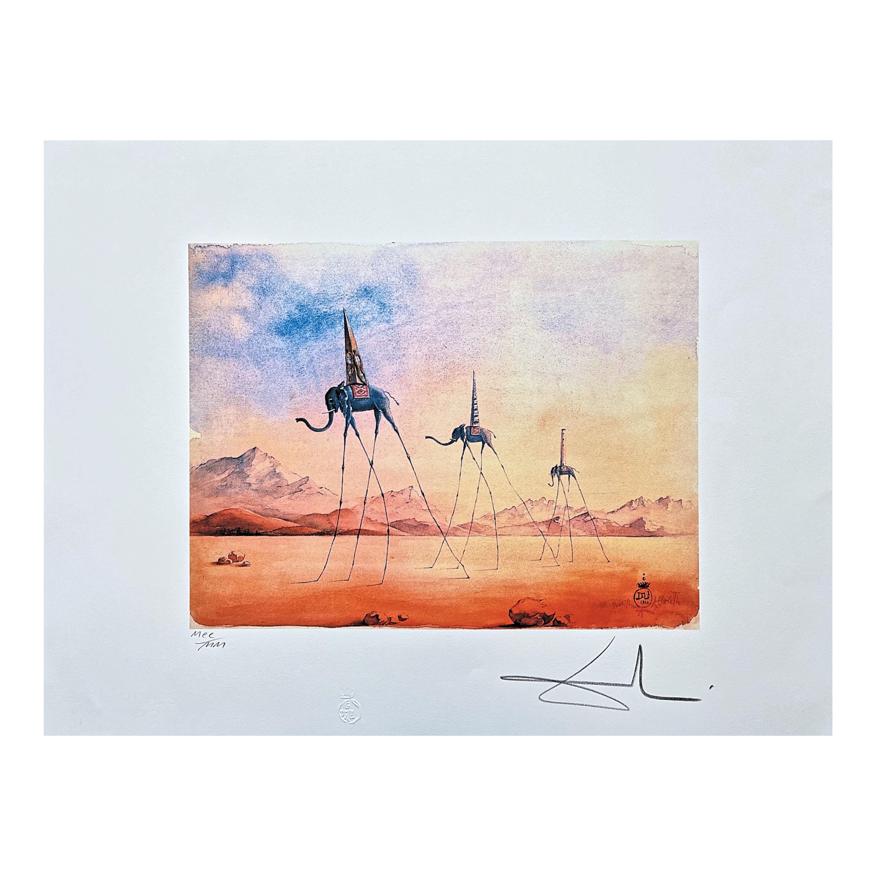SALVADOR DALÍ - Three Elephants - signed, limited edition, 66 x 50 cm, embossing, watermark #artprint #surrealism #artwall #artgift