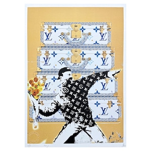 DEATH NYC - Banksy Flower Thrower - assinado, certificado, numerado - edição limitada, datado, 32 x 45 cm, #deathnyc #arte #giclée #assinado