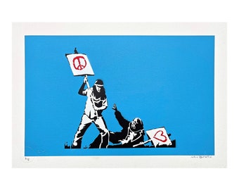 BANKSY/NOT BANKSY - Peace Vs Love - Original Spray Paint