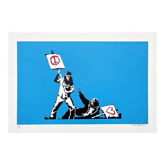 BANKSY/NOT BANKSY - Peace Vs Love - Original Spray Paint