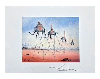 サルバドール・ダリ - 服を着た自動車 - 署名入り、限定版、66 x 50 cm