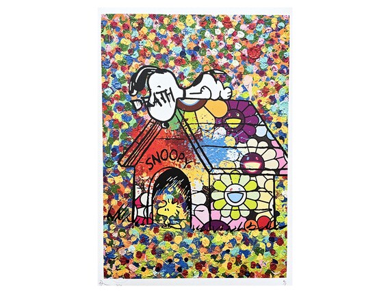 【額装済】【DEATH NYC】SNOOPY✩Basquiat DEATH NYC Hand Signed LARGE Print COA Framed 16x20in Snoopy