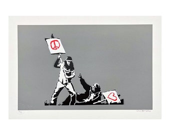 BANKSY/NOT BANKSY - Peace Vs Love - Original Spray Paint