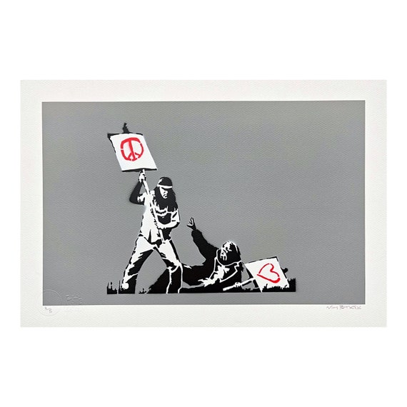 BANKSY/NOT BANKSY - Peace Vs Love - Original Spray Paint