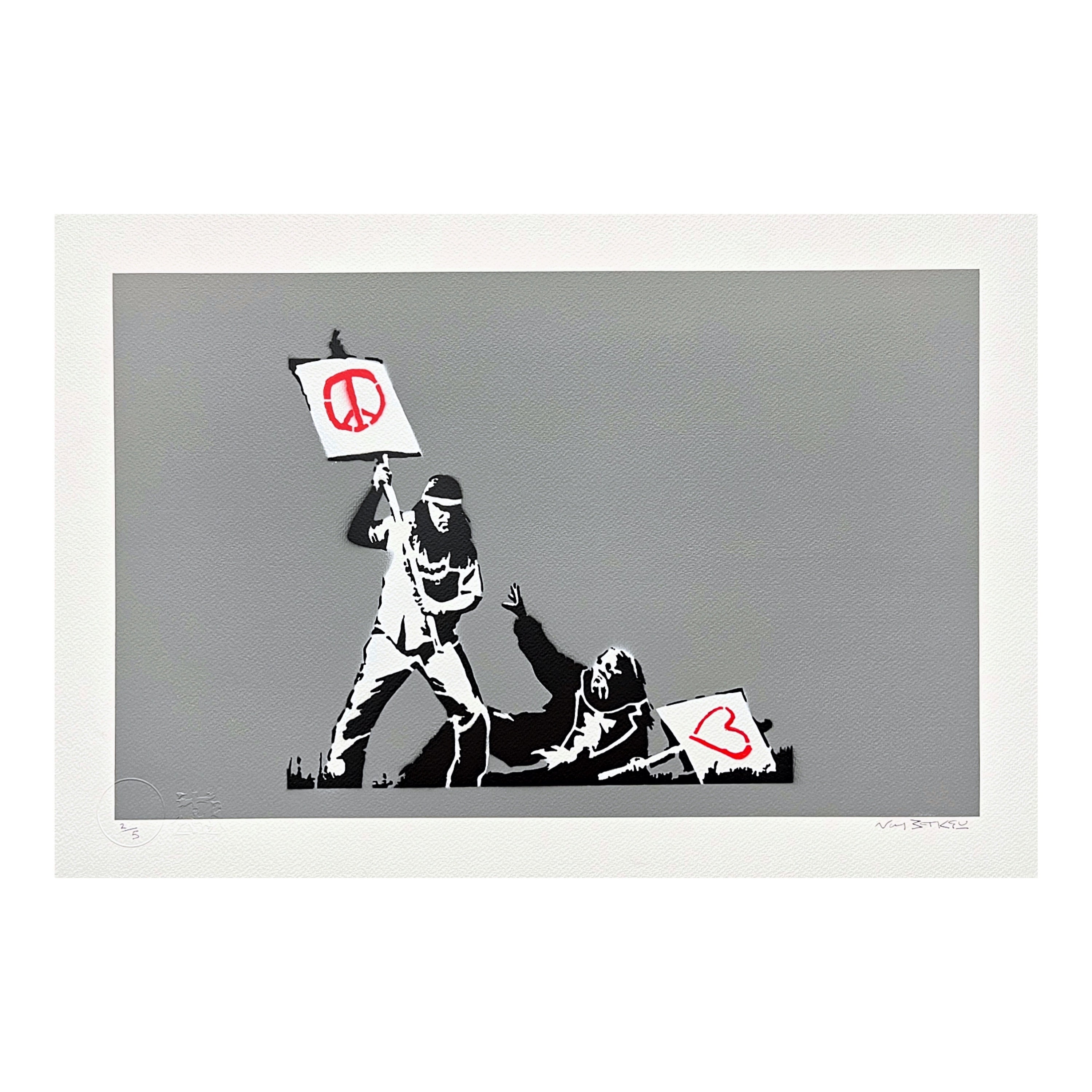 Banksy/Not Banksy - Peace Vs Love - Original Spray Paint