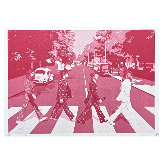 DEATH NYC - Beatles roses sur Abbey Road - signé, certificat (coa
