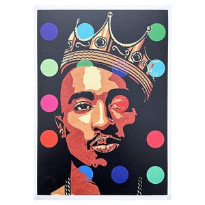 DEATH NYC - Tupac e coroa - assinado, certificado (coa), edição limitada, datado, 32 x 45 cm, #deathnyc #arte #giclée #impressão #assinado