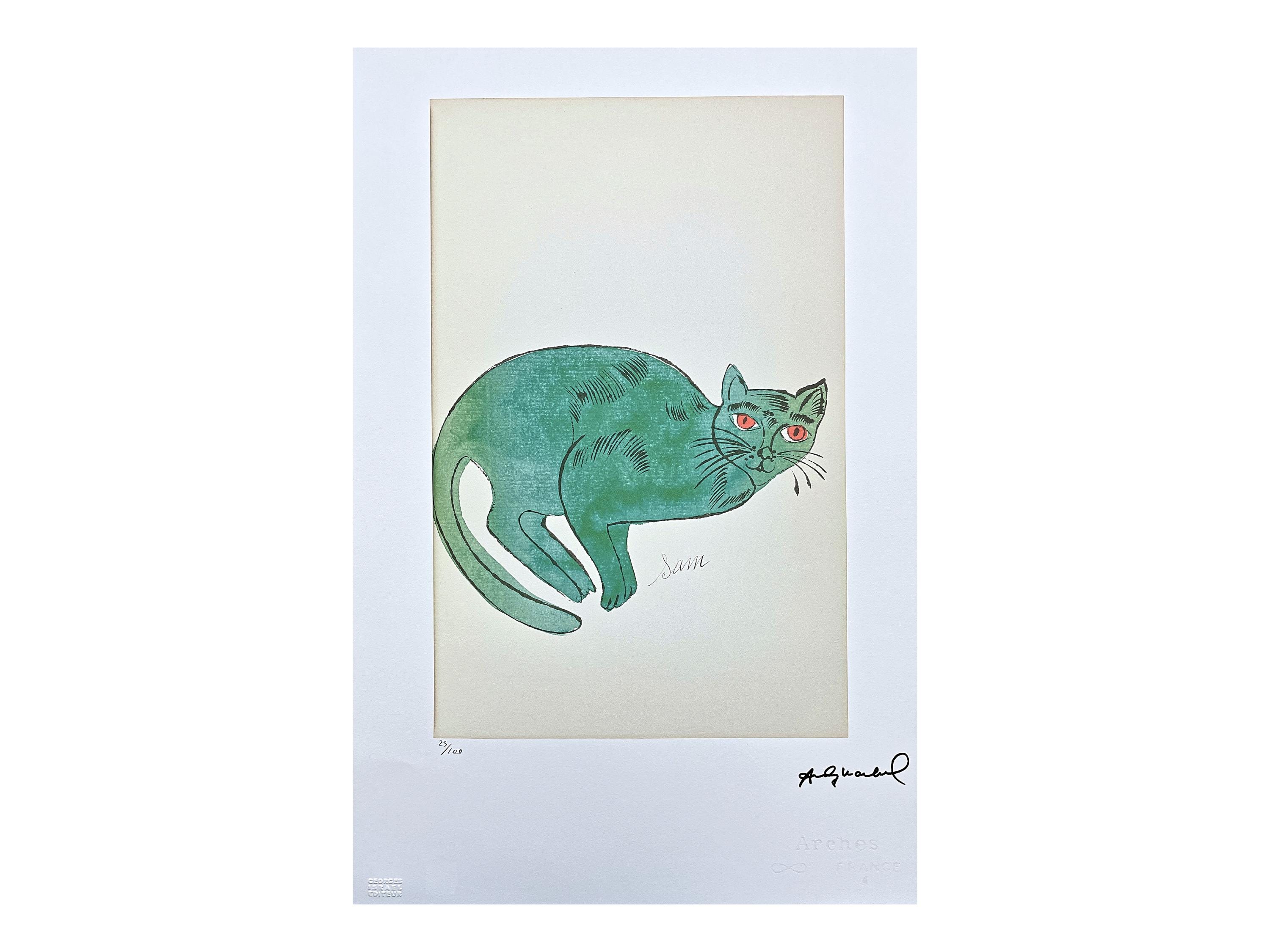 LITHOGRAPHIE SIGNÉE ANDY Warhol - Cat Sam - certificat Leo
