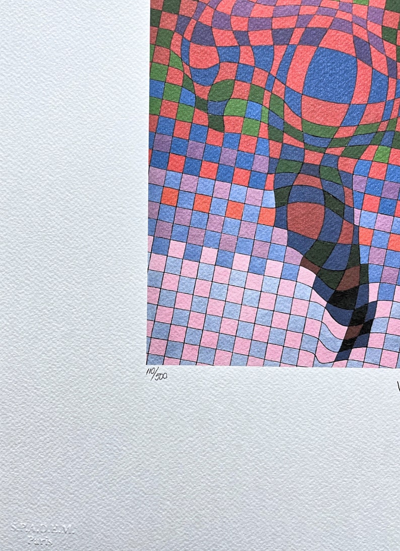 VICTOR VASARELY - Panderlak - signed, numbered edition 110/500, 35 x 50 cm, #victorvasarely #artprint #artwall #opart #artgift image 3