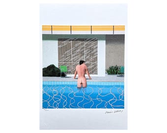 DAVID HOCKNEY - Peter sortant de la piscine de Nick - édition numérotée et signée 76/500, certificat, 35 x 50 cm, #artwall #artgift