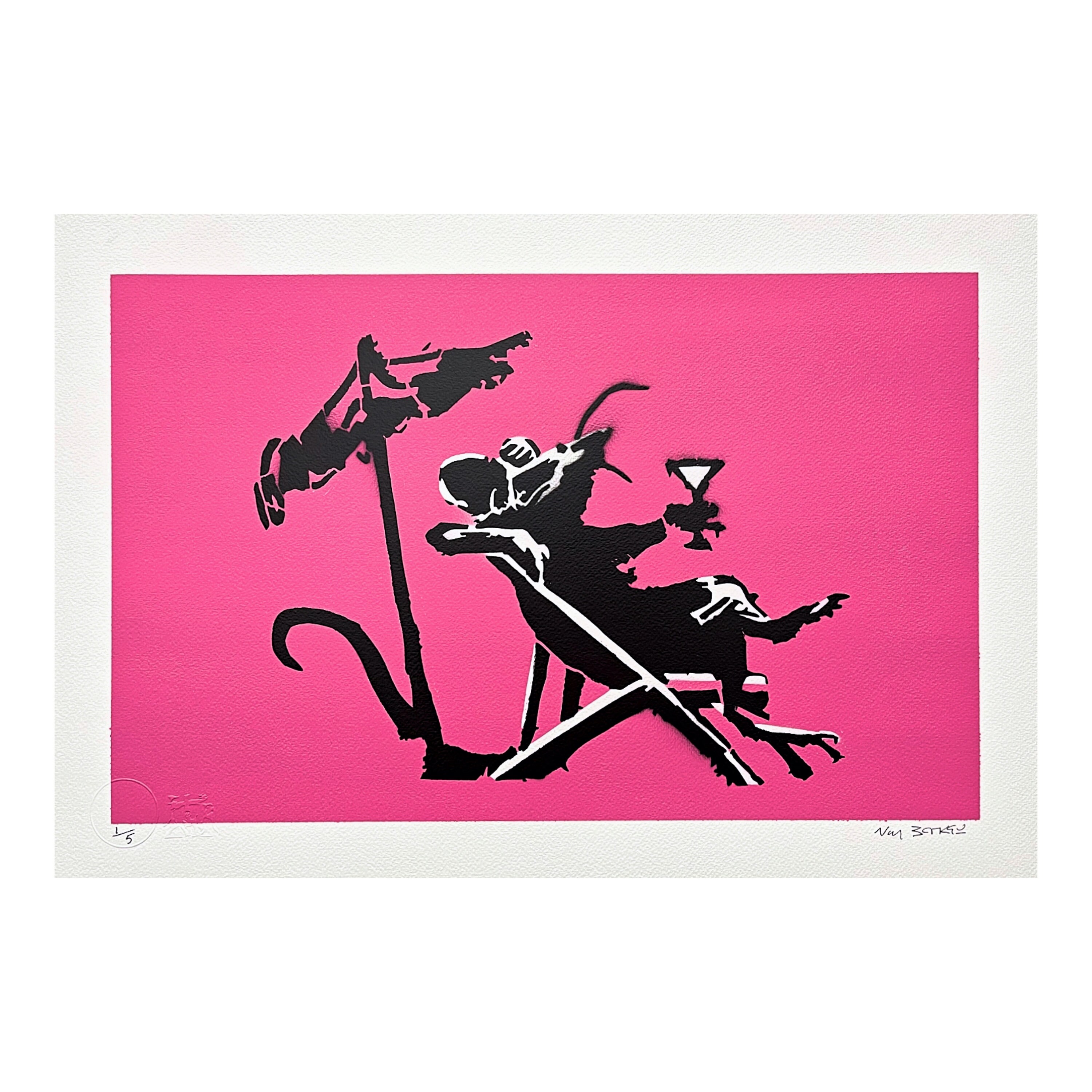 BANKSY/NOT BANKSY - Rat Drinking Cocktail - Original Spray Paint