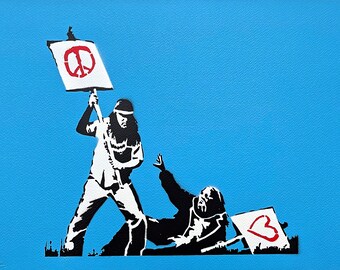 BANKSY/NOT BANKSY - Peace Vs Love - Original Spray Paint