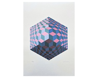 VICTOR VASARELY - Kettes - signed, certificate, limited edition 388/500, 35 x 50 cm, #victorvasarely #artwall #artprint #opart