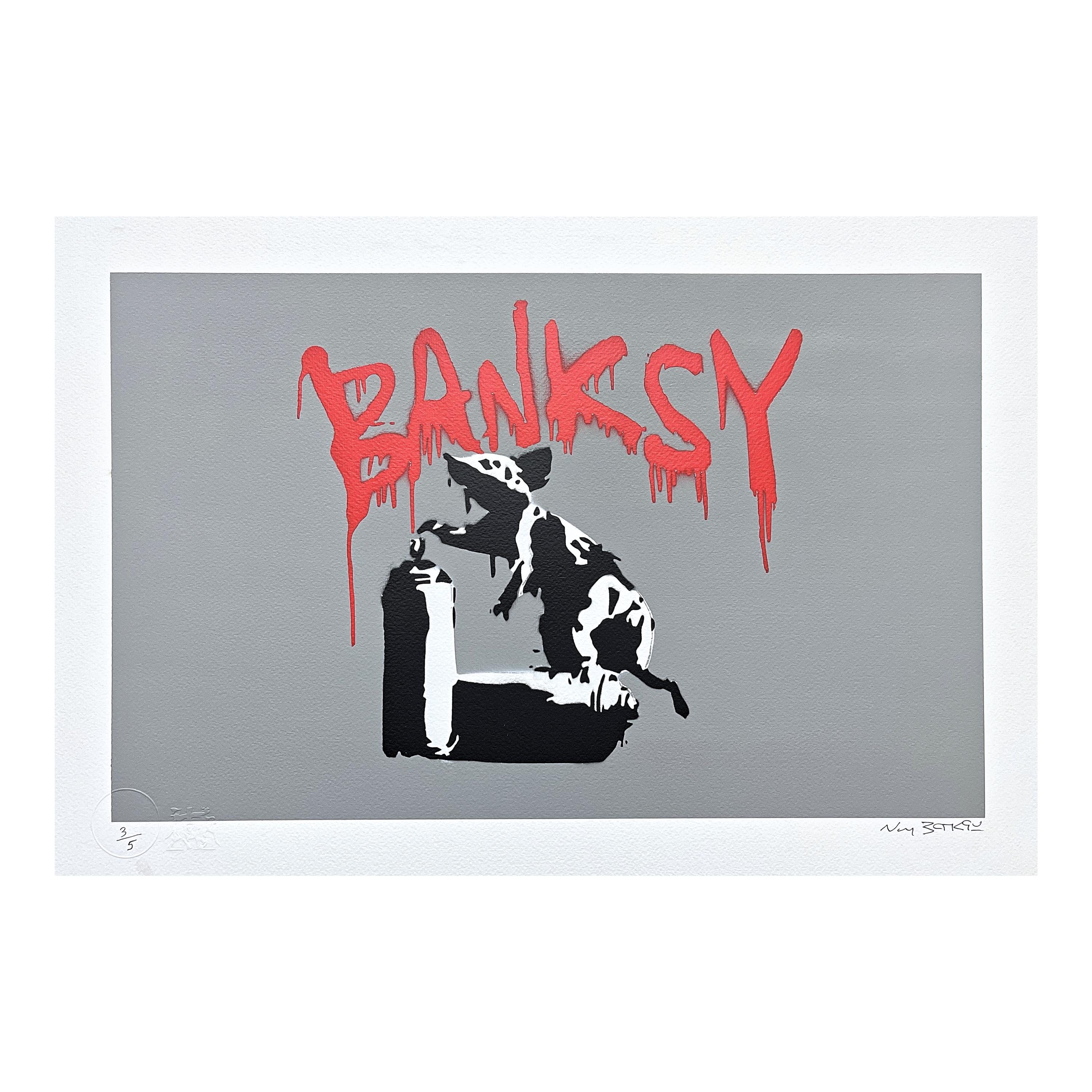 BANKSY/NOT BANKSY - Rat With Spray Cans - Original Spray Paint