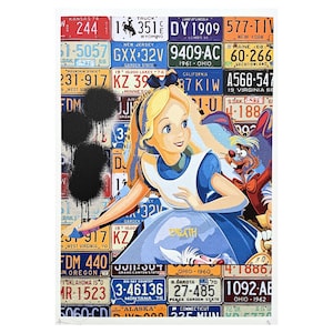 DEATH NYC - Alice com placa de carro - assinada, certificado (coa), edição limitada, datada, 32 x 45 cm,#deathnyc #arte #giclée