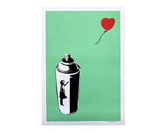 BANKSY/NOT BANKSY - Girl in spray can / L/green - Original spray paint, 1/5, certificate (coa), signed, limited edition #banksy #notbanksy