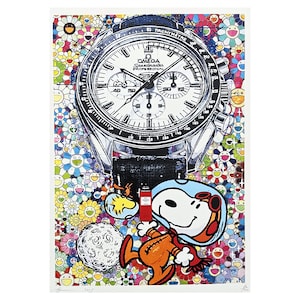 DEATH NYC - Relógio Snoopy - assinado, certificado, numerado - edição limitada, datado, 32 x 45 cm, #deathnyc #arte #giclée #assinado