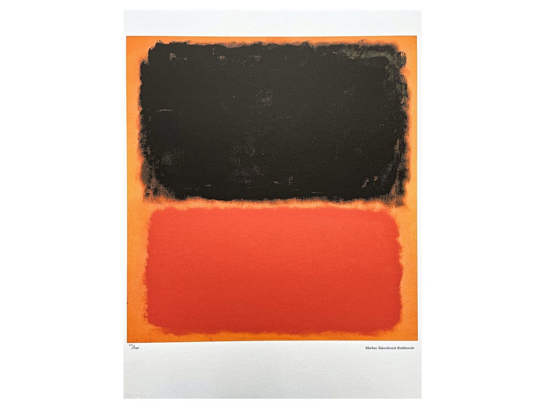 Mike Rothko Signature MARK ROTHKO - After Red and Black Square on Orange Background - Signed ...