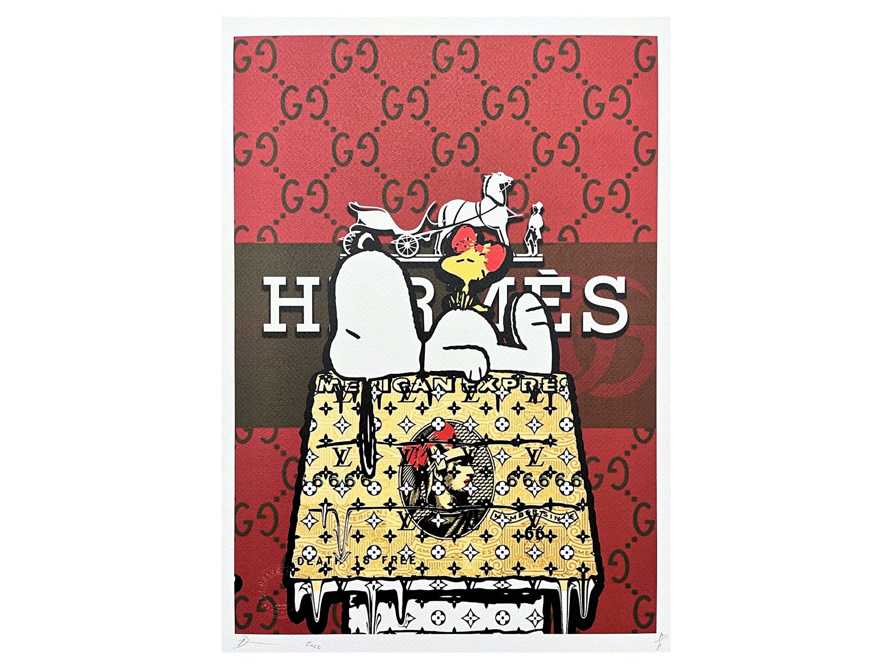 DEATH NYC - Snoopy + Hermès - Signed, Certificate (coa DEATH NYC - Snoopy + Hermès - Signed, Certificate (coa