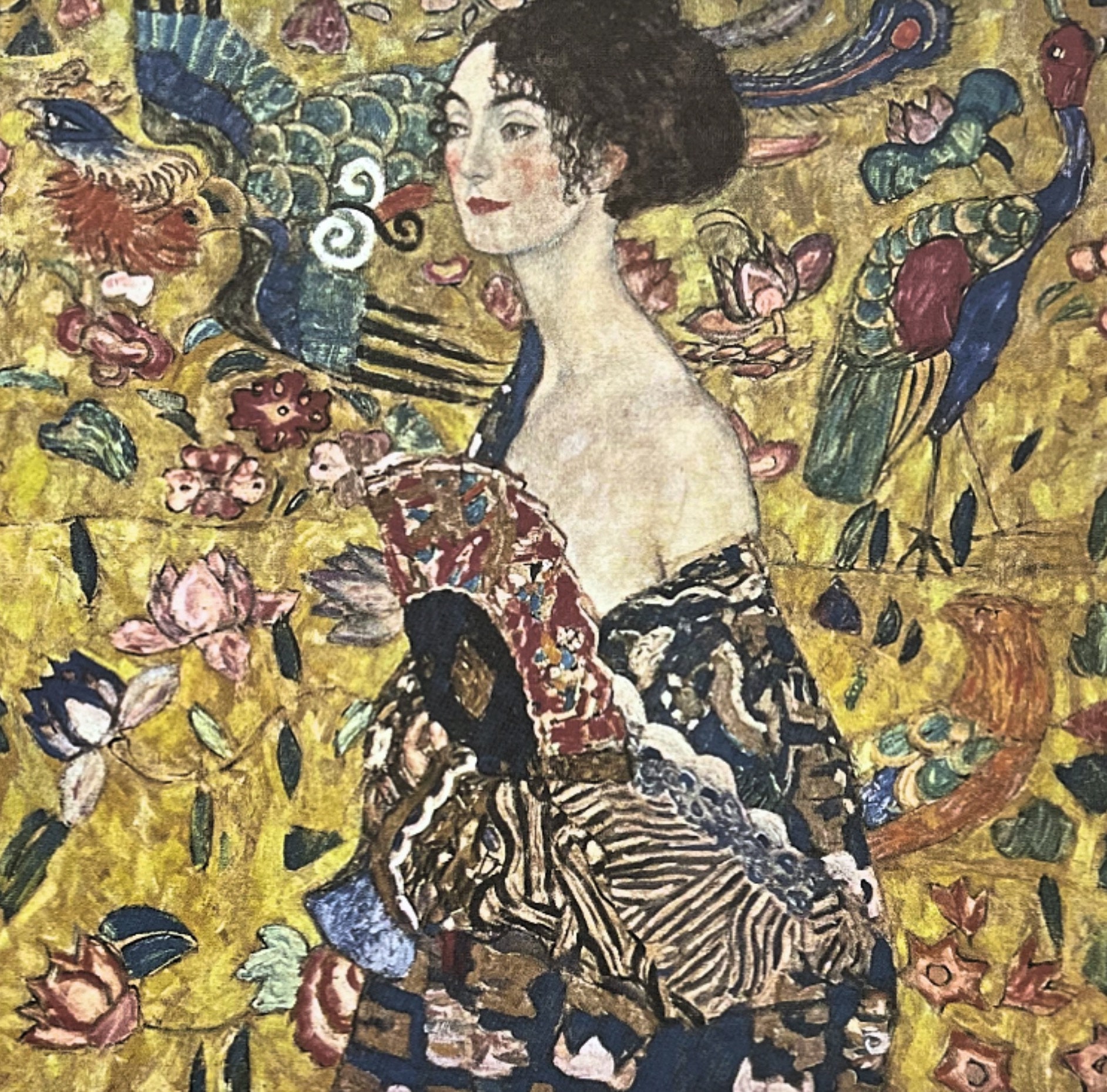 グスタフ・クリムト（後期） - 扇を持つ貴婦人 - 署名入り