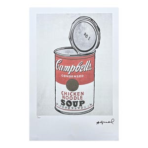 ANDY WARHOL - Cambell&#39;s soup Chicken noodle - signed, numbered edition 25/100, 38 x 56 cm, edition Leo Castelli #warhol #popart #artwall
