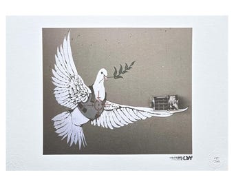 BANKSY - 装甲鳩 - エディション番号 84/500、50 x 35 cm #banksy