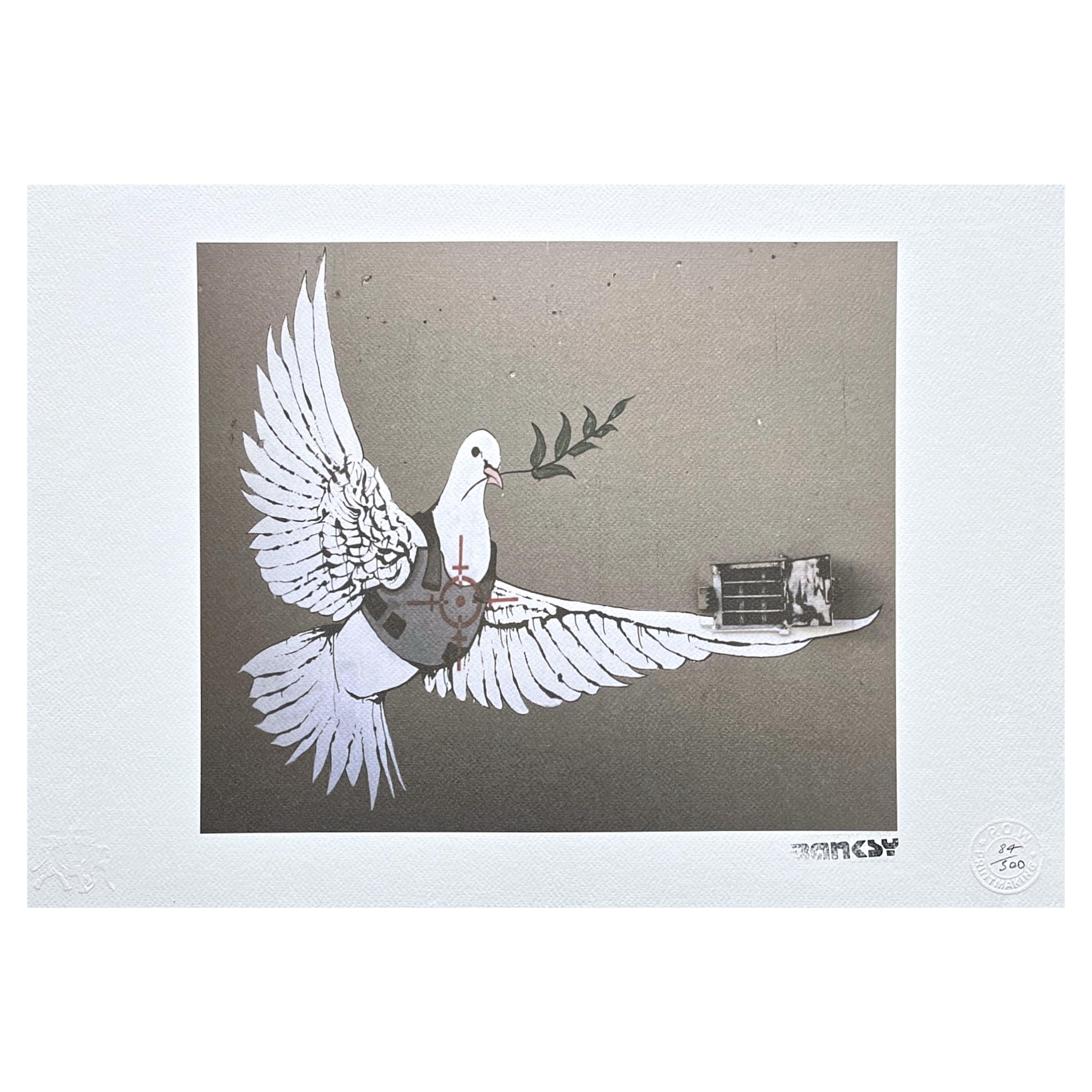 大幅値下げ・Banksy バンクシー Armoured Dove 鳩 ポスター BANKSY 'Armored Dove' (2017) Rare Original 5-Piece Walled
