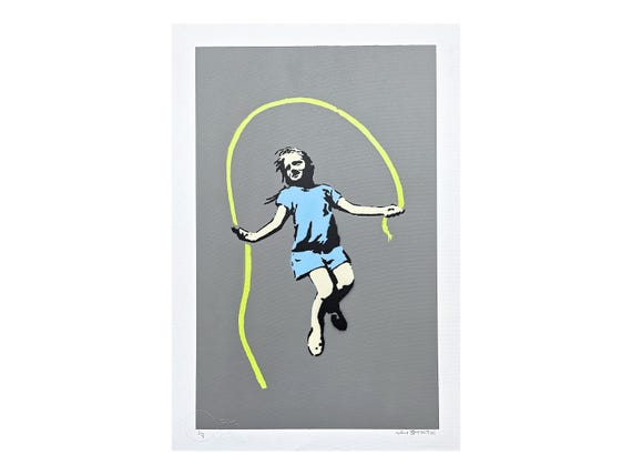 BANKSY/NOT BANKSY - Girl With Skipping Rope - Original Spray Paint