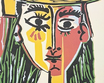 Pablo Picasso アクリル・ガッシュ作品 PABLO PICASSO (after) - Busta De Femme Au Chapeau - Signed
