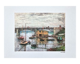 Wee Blue Coo Grußkarte – Claude Monet 'Die Brücke Bei Argenteuil', 12,5x17,5 Cm