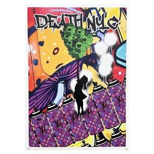 DEATH NYC - Menina com balão e spray - assinada, certificado (coa), edição limitada, datada, 32 x 45 cm,#deathnyc #arte #giclée
