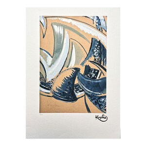 FRANTIŠEK KUPKA (after) - Abstract composition blue and beige - signed, numbered edition 121/350, 50 x 70 cm #frankkupka #artprint #artwall