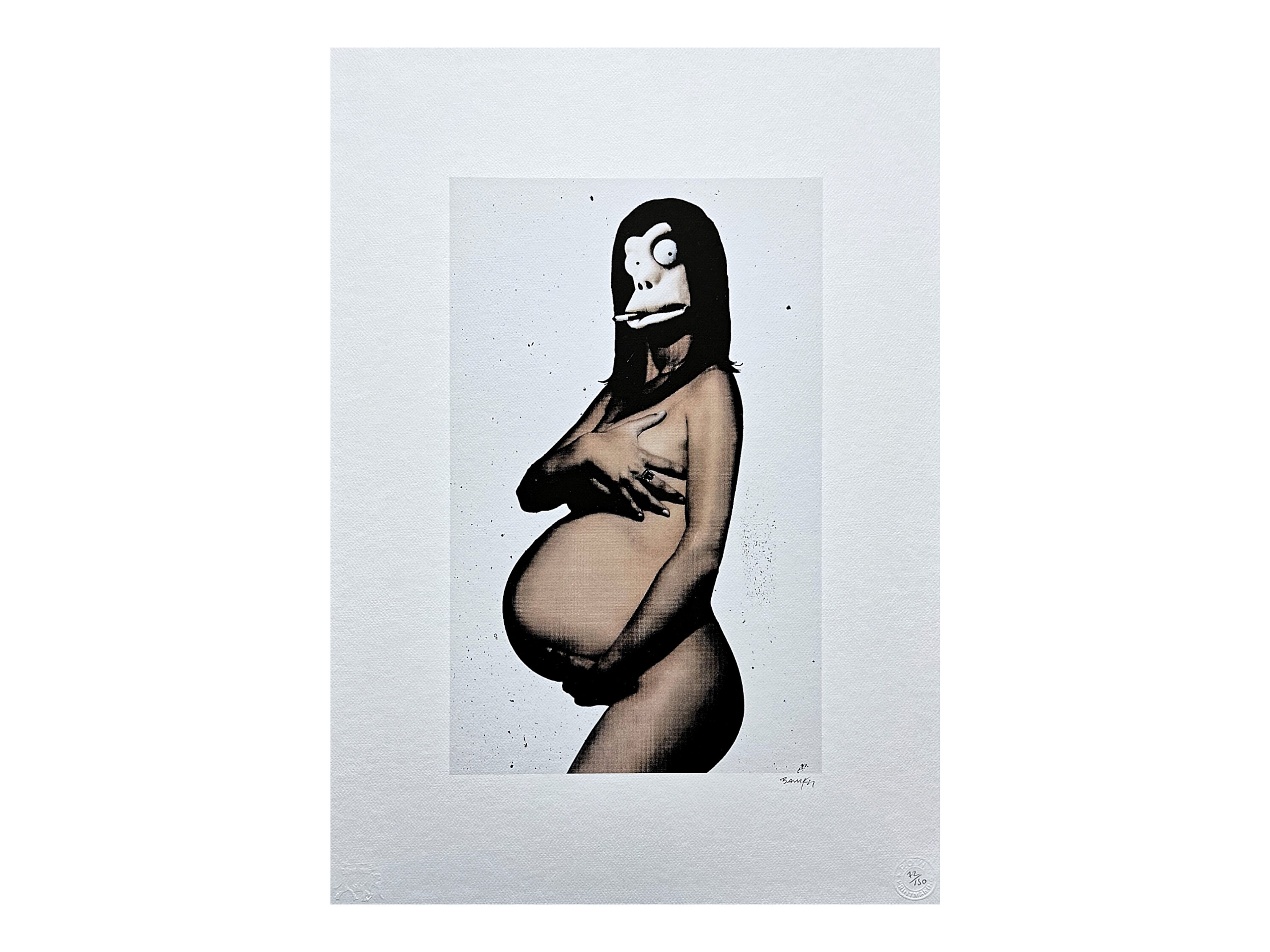 BANKSY - Danger Monkey Pregnant - Numbered Edition 72/150, 50 X 70