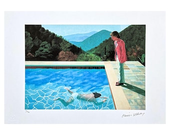 DAVID HOCKNEY - Portrait of an Artist Pool with Two Figures II - signed, numbered edition 16/500, certificate, 50x35 cm, #artwall #artgift