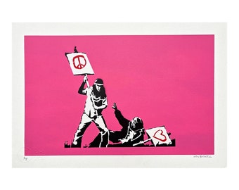 版画 NOT BANKSY / Riot Not BANKSY/NOT BANKSY - Peace Vs Love - Original Spray Paint