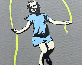 BANKSY/NOT BANKSY - Girl With Skipping Rope - Original Spray Paint