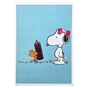 DEATH NYC - Snoopy e Woodstock - assinado, certificado (coa), edição limitada, datado, 32 x 45 cm, #deathnyc #giclée